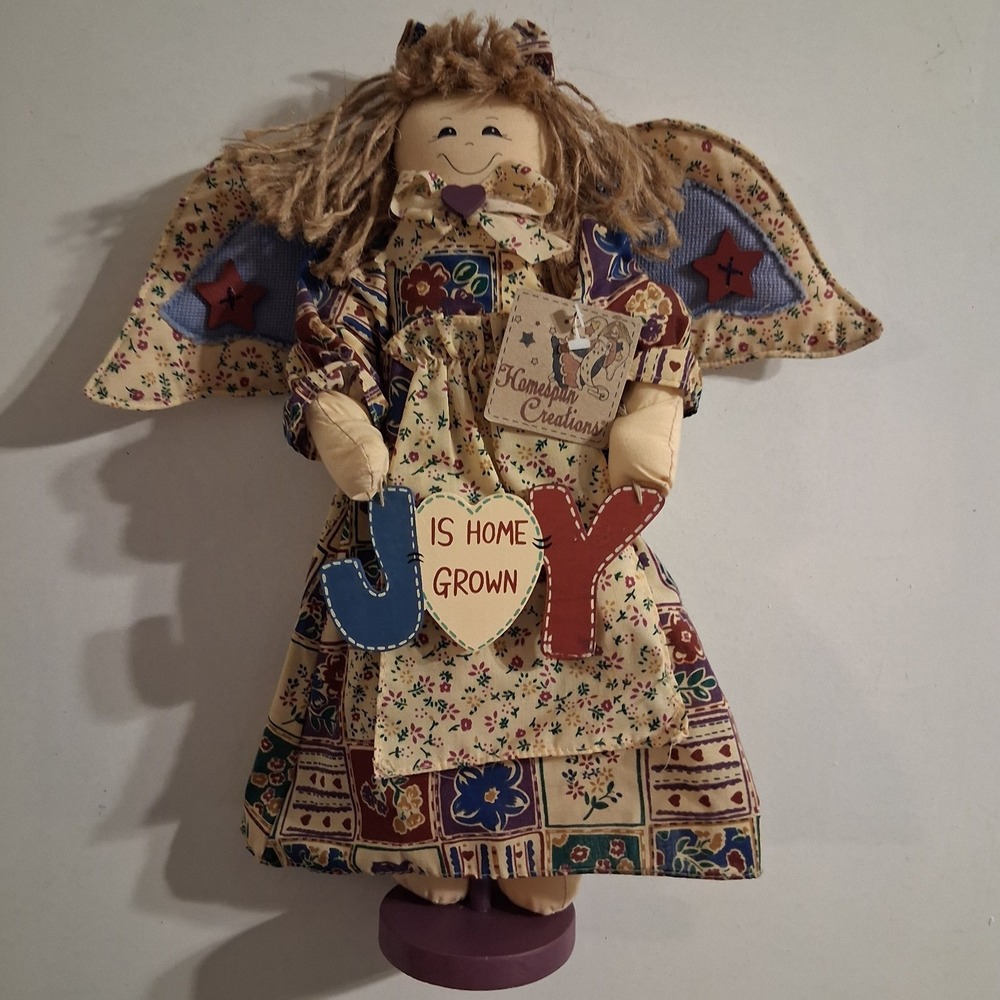 New Vintage Homespun‎ Creations Folk Art Joy Primitive Patchwork Angel NOS